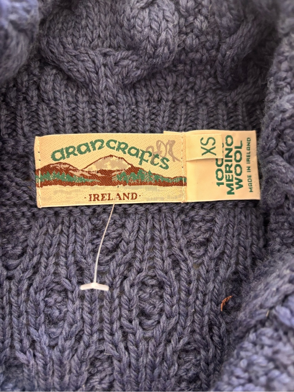 Aran Crafts Irish Knit Sweater - Blue - XS - zip w/high neck. WARM - Picture 3 of 8